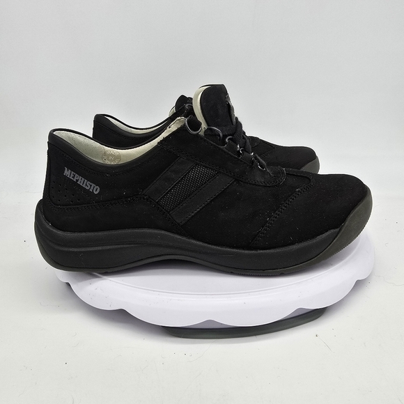 Mephisto Shoes Women 7 B Runoff Leather Walking Sneakers Black - Picture 6 of 10